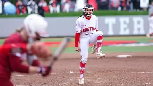 Kasey Ricard lets out a big yell after earning a strikeout against Colgate in the Patriot League title game