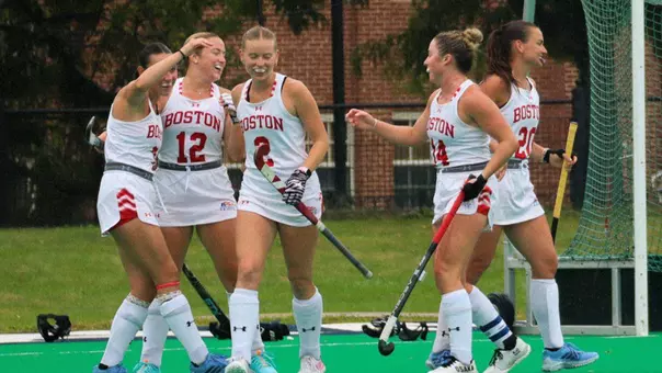 Terriers celebrate a goal at UNH