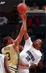 Marcus Moody blocks a shot by Alabama-Birmingham's Torrey Ward during the first half of Wednesday's game.