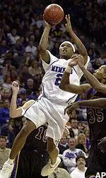 Dajuan Wagner shoots over Tennessee Tech's DeAntoine Beasley during the second half, Saturday.