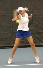 Freshman Andrea Feichtinger picked up her team-leading 16th singles win at Arkansas State, Tuesday.