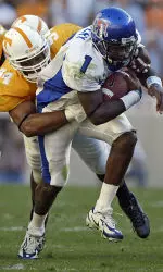 Maurice Avery is tackled by Tennessee's Jason Hall during the first half.