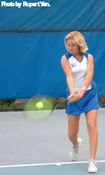 Senior Marlene Dirnstorfer picked up a win at No. 1 singles and at No. 1 doubles.