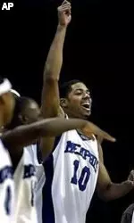 Rodney Carney celebrates the victory over UCF on Saturday.