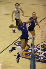 Shelby Burton was named the Evansville Aces Invitational MVP after downing 49 kills in three matches.