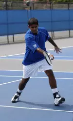 Amrit Narasimhan came back from a second set tiebreaker loss to win the third set of his No. 2 singles match, 6-3.