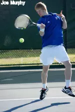 Michael Gaerthoeffner won his first collegiate dual singles match in straight sets at No. 2 singles.