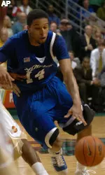 Memphis' Chris Douglas-Roberts drives to the basket before he is fouled in the closing seconds of the second half (AP Photo)