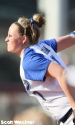 Freshman Kimber Bossom threw a 1-0 shutout against UTEP to snap a eight-game losing streak for Memphis.