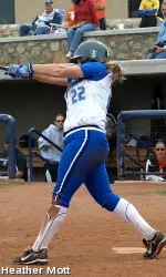 Freshman Jessica Phillips hit a solo home run in game one of a doubleheader against Tulsa.