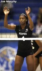 Carolyn Baker made five total blocks in Memphis' 3-1 loss to Samford.