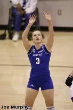 Christine Bach registered double-doubles in both matches Saturday.