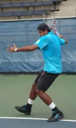 Amrit Narasimhan picked up his first professional tennis point in Canada last week.