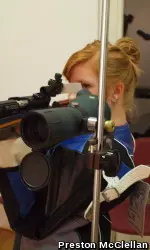 Kelly Audet posted a collegiate career-high aggregate mark of 1,165.