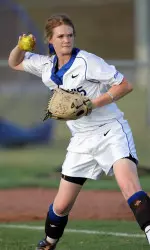 Freshman Ellen Roberts earned the victory in game two's 2-0 win over Mississippi Valley State.