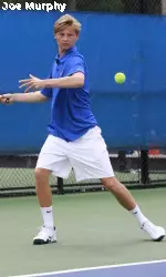 Redshirt junior Leon Nasemann clinche the conference win for the Tigers with his 6-0, 6-2 win over Jovan Zeljkovic at No. 3 singles.