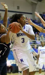 Jasmine Lee finished with a double-double of 11 points and 12 rebounds while facing double teams most of the evening.