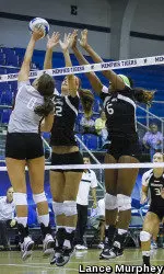 Katie Meyer had a career-high 12 kills and Altrese Hawkins led the team with 18.