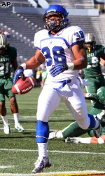 Brandon Hayes scores one of his three touchdowns in the Tigers' 46-9 win over UAB.