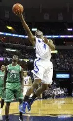 Adonis Thomas finished with his first career double-double with 23 points and 10 rebounds.