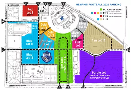 2020 Liberty Bowl Parking Map