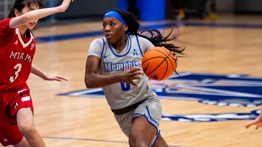 Guard Destyne Jackson (0) during the Memphis vs. Miami University Womenâ??s Basketball game on 11162022.