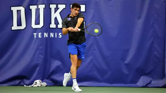 Durham, NC – Jan 20: NCAA Men's Tennis - Memphis at Duke at Sheffield Indoor Tennis Center in Durham, NC on January 20, 2023. (Credit: Andy Mead/YCJ)