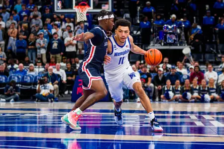 Guard Jahvon Quinerly (11) during the Memphis vs. Jackson State University Men’s Basketball game on 11062023.