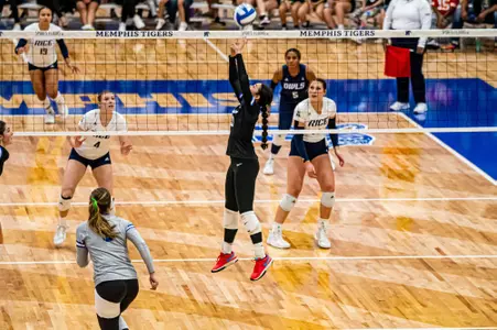 Setter Catalina Martinez (23) during the Memphis vs. Rice volleyball match on 10062023.