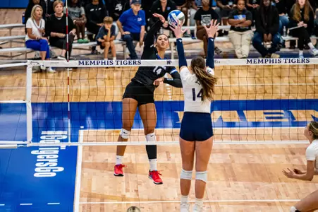 Right Side Hitter Clara Bednarek (14) during the Memphis vs. Rice volleyball match on 10062023.