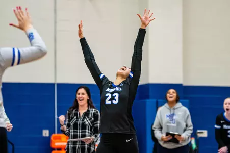 Setter Catalina Martinez (23) during the Memphis vs. UAB volleyball match on 10142023.