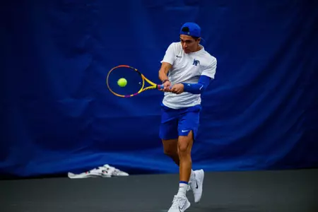 Juan Zabala during the Memphis vs. Harvard Tennis match on 01172024.