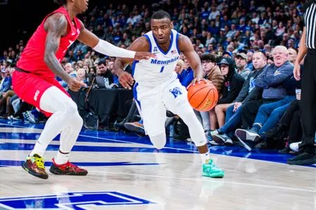 Guard Jayhlon Young (1) during the Memphis vs. SMU Men’s Basketball game on 01072024.