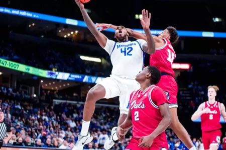 Center Dain Dainja (42) during the Memphis vs. Florida Atlantic University Men’s Basketball game on 02232025.