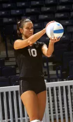 Junior Danielle Skrajewski served up six aces in the match with five coming during the first nine points of the third game.