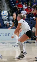 Senior Jordan Brightwell ended the match with a season-high 26 digs to help XU to a 3-1 win over visiting Duquesne.