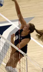 Junior Astyn Bjorklund ended with a career-high 24 kills in XU's 3-2 loss to Temple on Friday night.