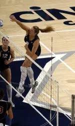 Junior Astyn Bjorklund led Xavier with 14 kills and a .609 hitting percentage in XU's 3-0 sweep of La Salle.