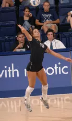 Danielle Skrajewski ended the night with 13 kills and 16 digs to record her 26th career double-double as XU defeated Charlotte 3-1 at Cintas Center.