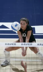 Senior Danielle Skrajewski joined elite company in hte match becoming the ninth player to join XU's 1,000-1,000 club for kills and digs in a career.