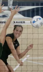 Junior Jenni Horvath earned her third double double in the last four matches as Xavier downed George Washington to improve to 2-0 in A-10 play.