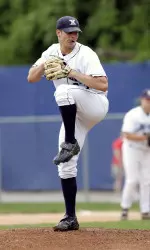 Junior Michael Lucas threw 6.0 innings of one-hit baseball but Xavier fell to Winthrop, 3-2.