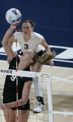 Sophomore Kelly Ruth posted a double-double (12 kills, 19 digs) in Xavier's win over Evansville