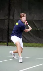 Sophomore Chris Herrlinger paired up with junior Doug Matthews in a close double match that ended 8-7 (6) in Wilmington's favor.