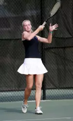 Sophomore Kaitlyn Zinn won in the No. 5 singles position 7-6 (4), 7-5.