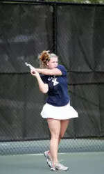 Freshman Tifanie Treece notched wins at No. 2 singles and doubles versus Dayton