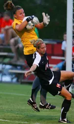 Kelly Farrell battled the talented TCU attack.