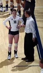 Head coach Mike Johnson with freshman Sarah Brown