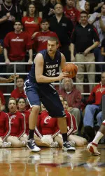 Junior Kenny Frease led the Musketeers with seven rebounds at UC.