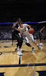 Erik Stenger pulls in three offensive rebounds and a total five boards in the Xavier win.